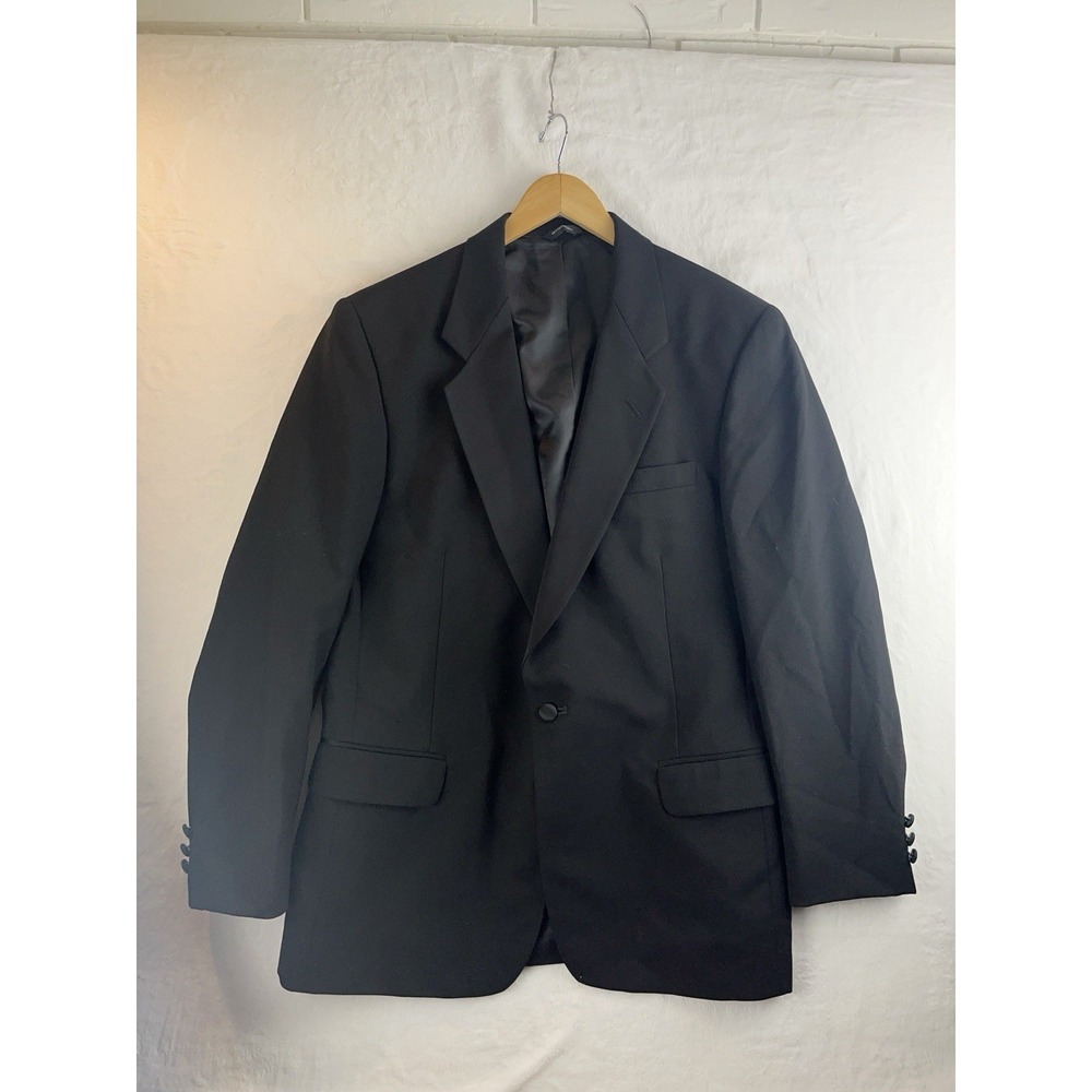 Neil Allyn Tuxedo Jacket Mens 40R Black 100% Pure Wool Satin Peak Lapel USA‎ Vtg